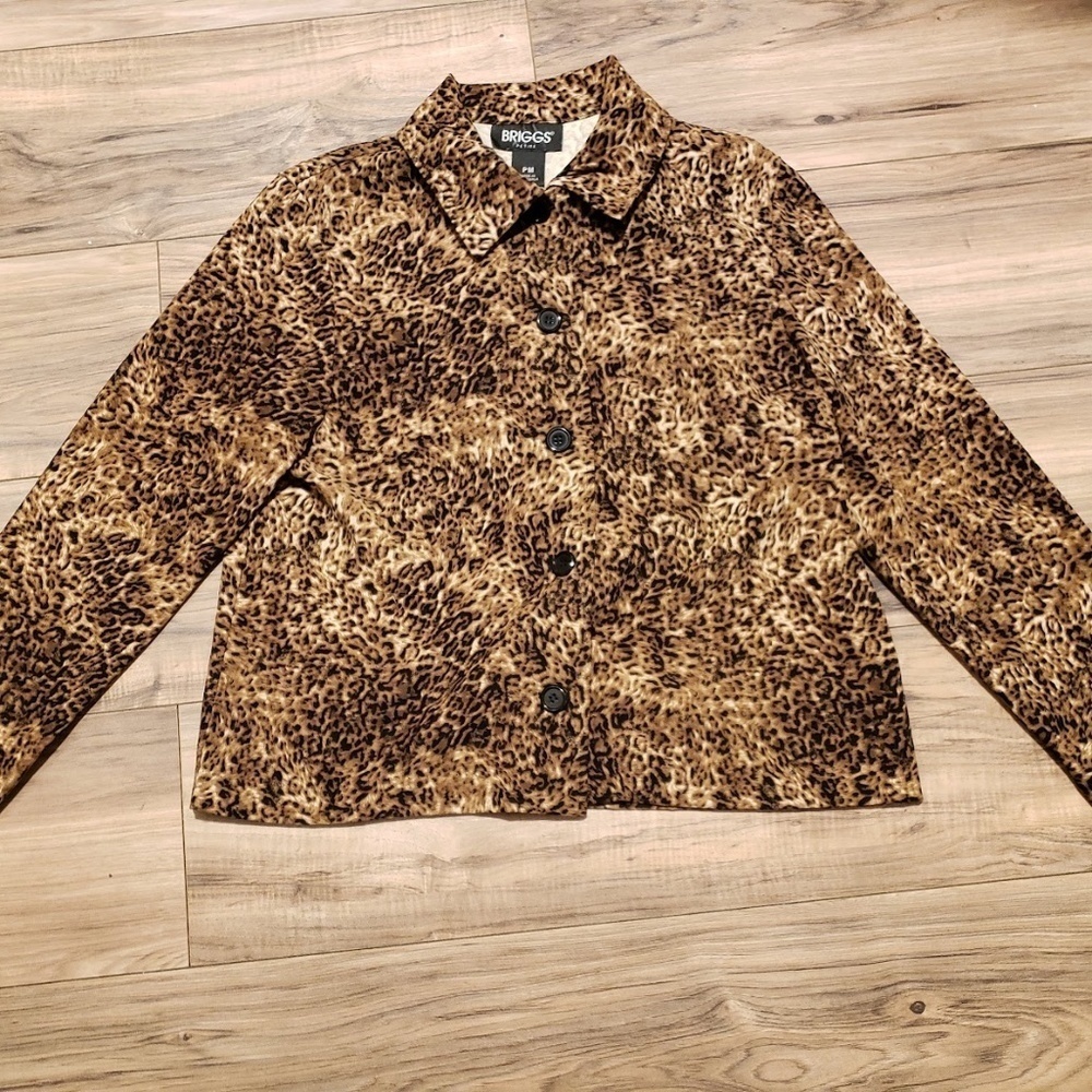 Womens Briggs Petite Cheetah Jacket Blazer Size PM